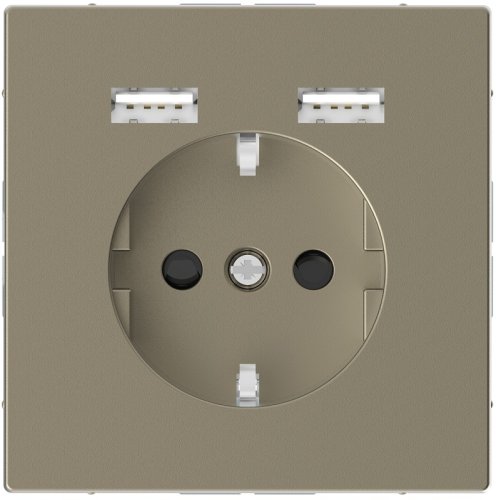 Розетка с заземлением +2xUSB тип A+A без рамки Schneider Electric Merten D-Life 1-м. сахара картинка